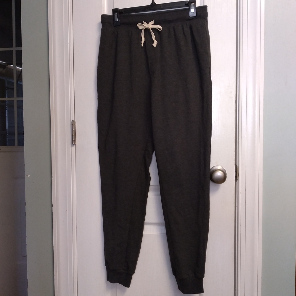 Womens Casual Gray Jogger Pants M Athleisure Tie Waist Activewear Gym CozyCasual
